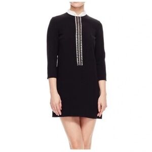 Sandro Ludmila Braid-trimmed Black and White Shift Dress (sz 38 EU)